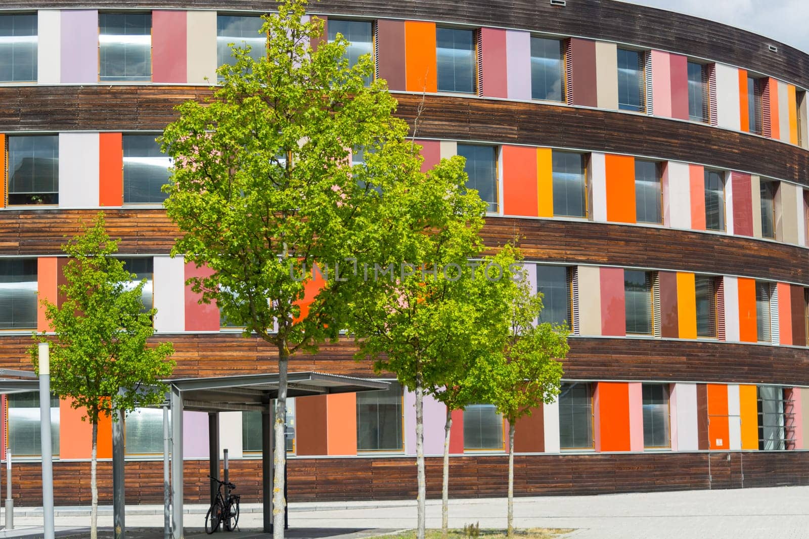 Environment and colorful facade of the Federal Environment Agency in Dessau