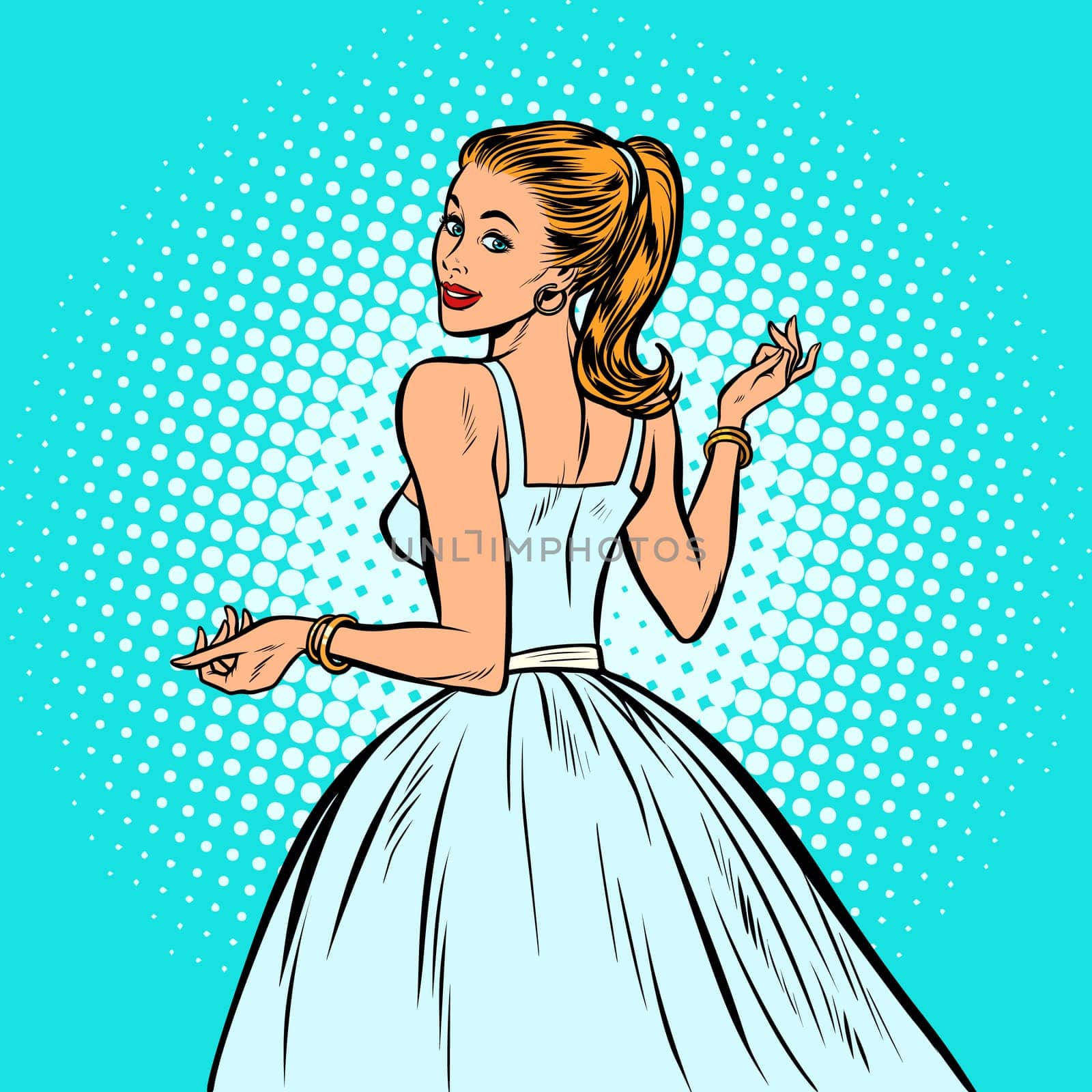 bride, beautiful woman in a white dress. Pop art retro vector illustration vintage kitsch