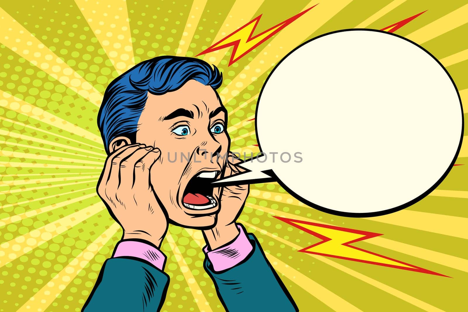 head of a man screaming. Pop art retro vector illustration kitsch vintage