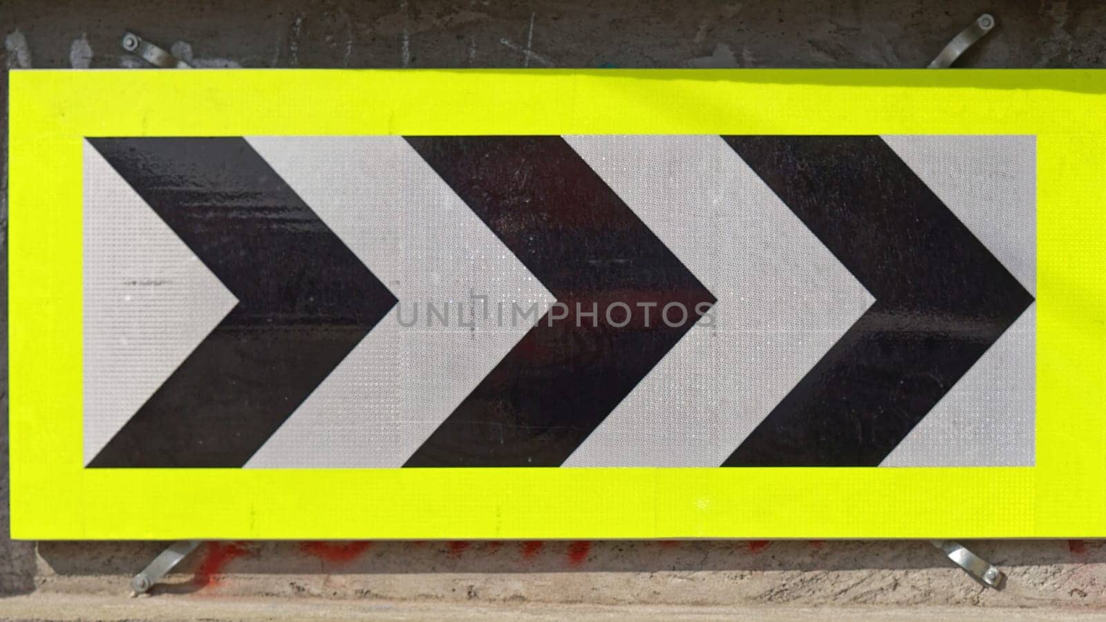 Chevron sharp right curve warning traffic sign arrows