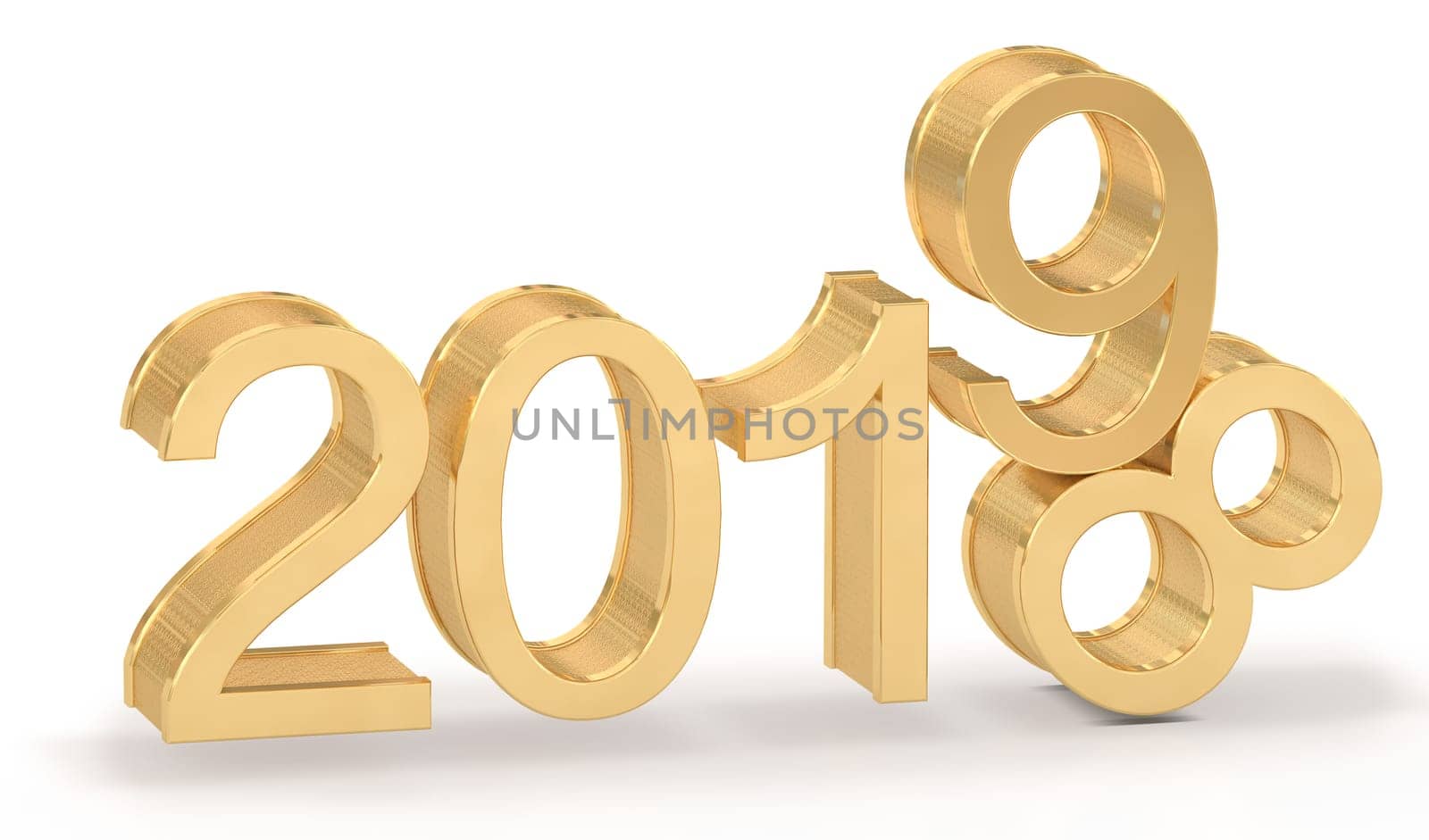 3D Golden 2019. 2018-2019 change represents the new year 2019.