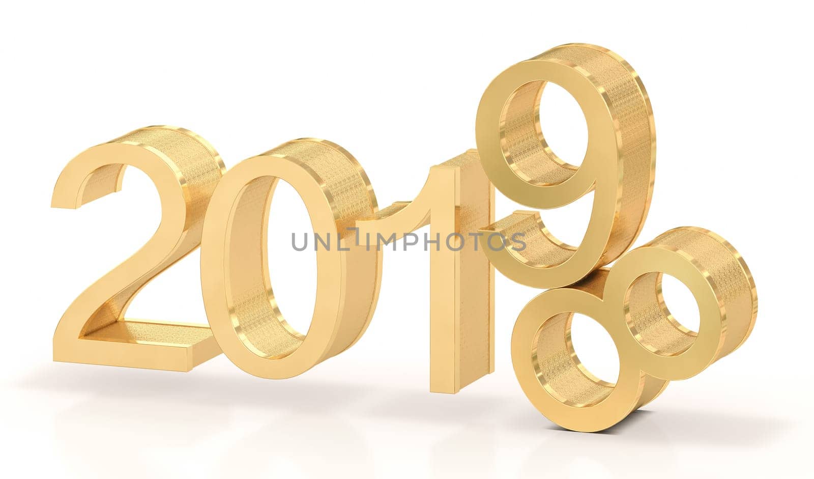 3D Golden 2019. 2018-2019 change represents the new year 2019.