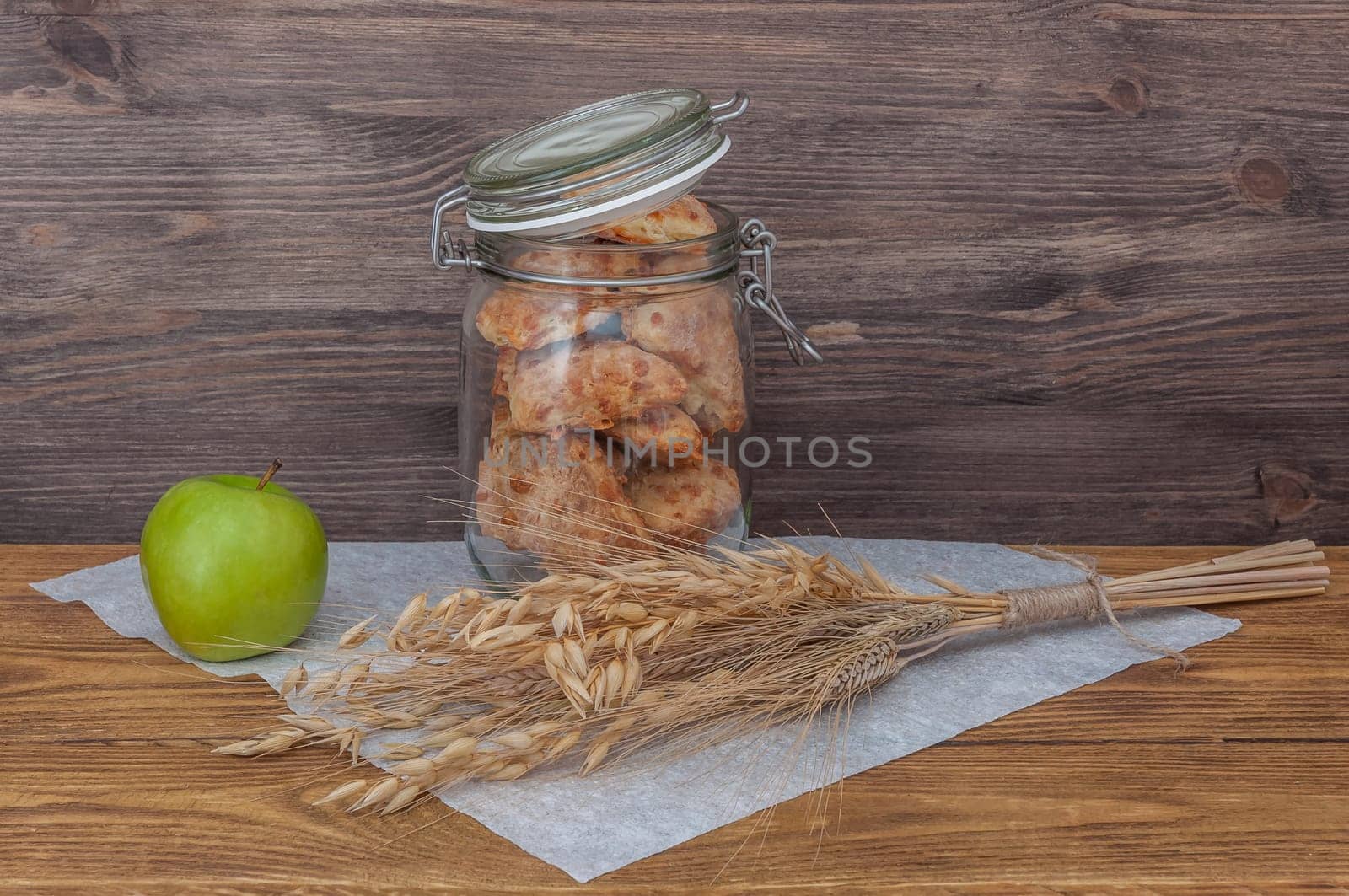 Apple Bank cookies on a table wooden background