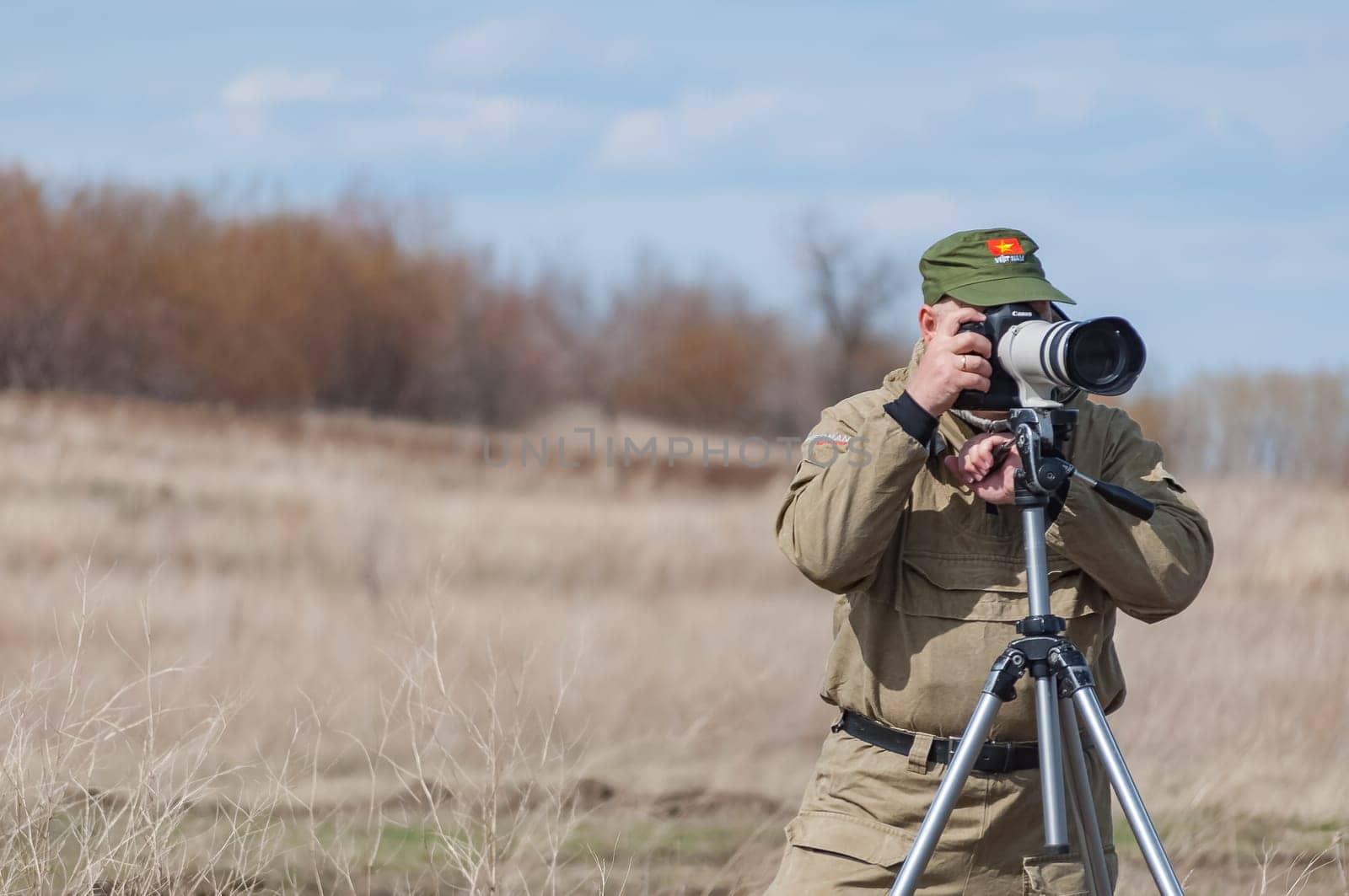 2018-04-30 Samara Region, Russia.  The photographer is working on shooting a report about the II World War.