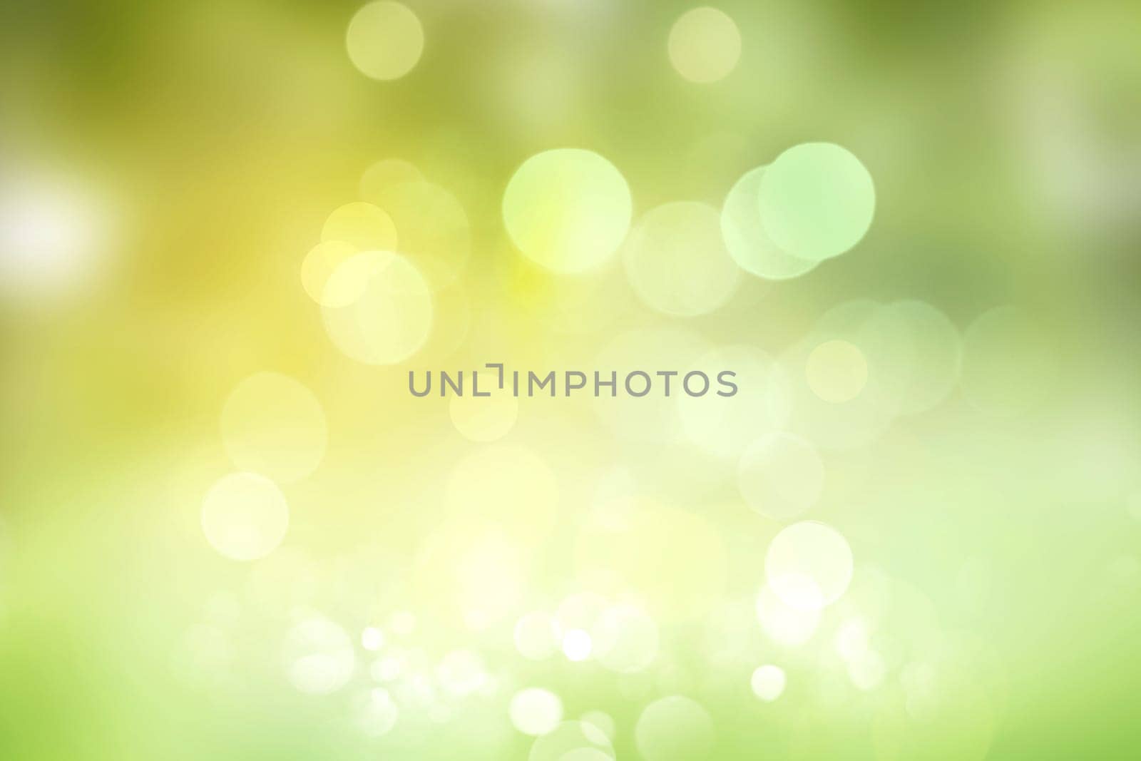 Abstract autumn gradient yellow green bright background texture with bokeh circles. Space.