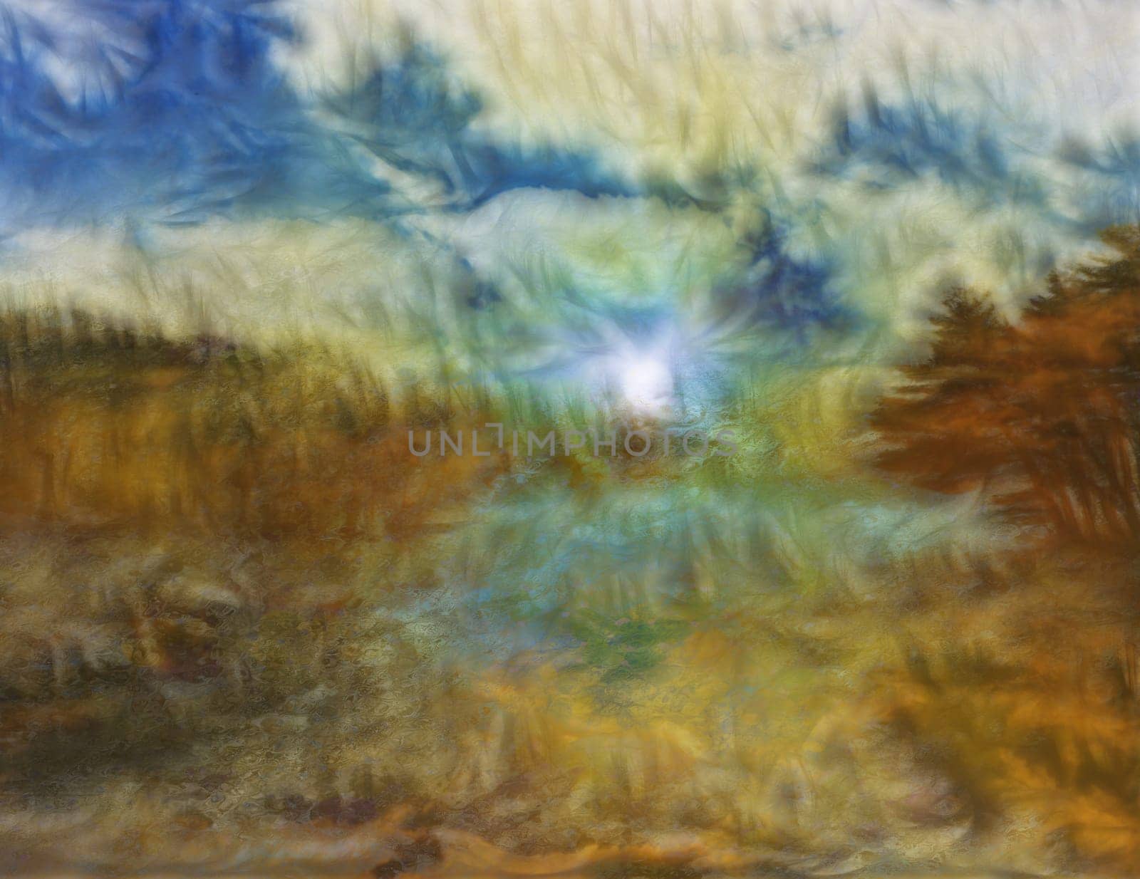 Abstract background. Painterly Water Landscape