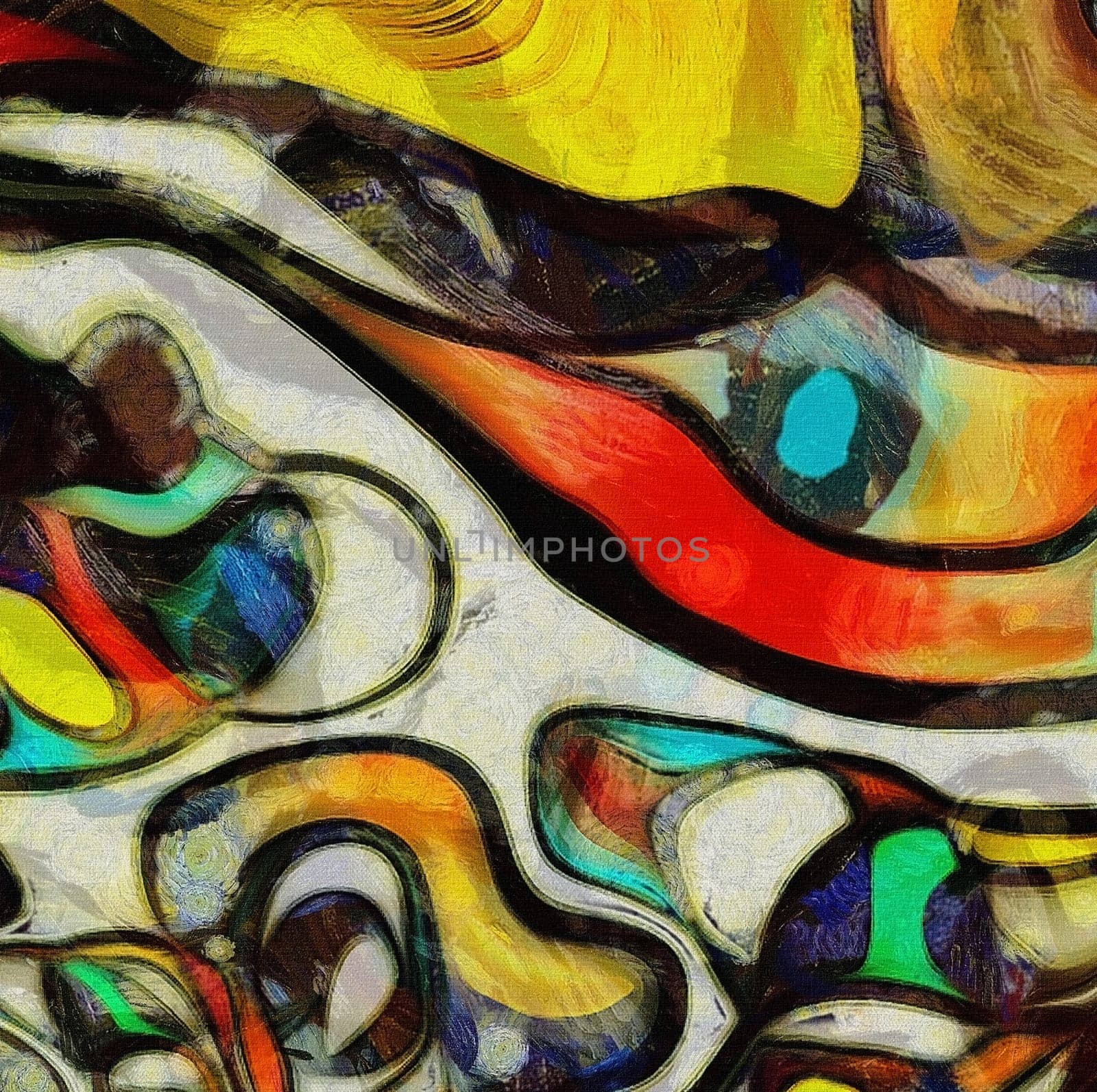 Abstract Swirling Shapes, Color and Lines