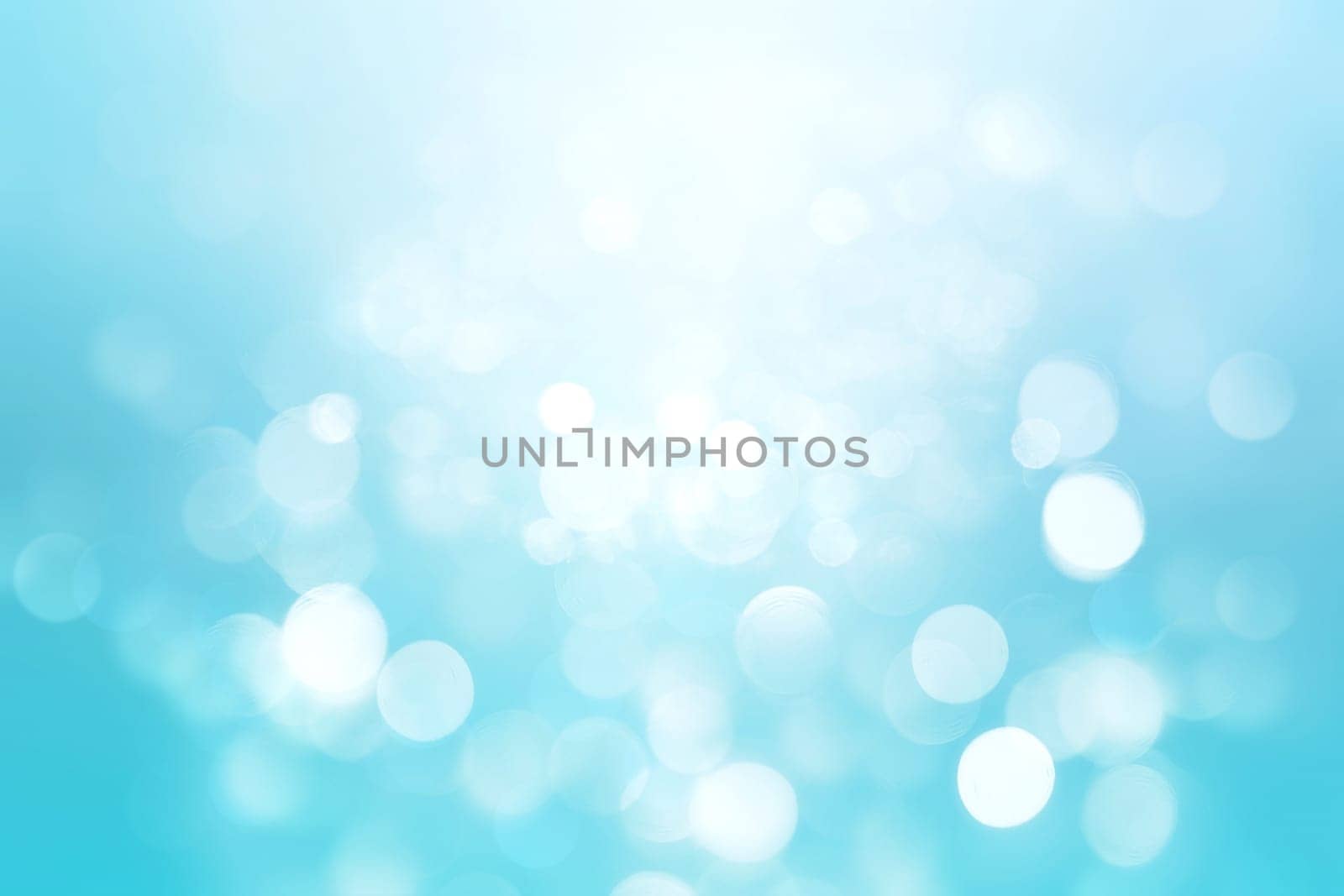 Abstract colorful blur blue texture background with white and blue bokeh circles in soft color style. Template for underwater backdrop or winter design illustration.