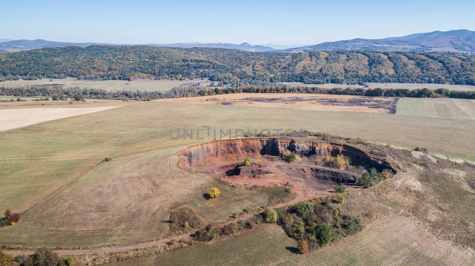 the Gruiu volcano. Brasov county, Transylvania, Romania. Aerial view