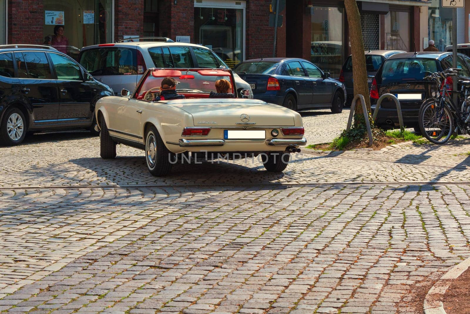 DUESELDORF,NRW, Germany - APRIL 02, 2017: Mercedes BENZ 230 SL classic car on a city tour near Duesseldorf