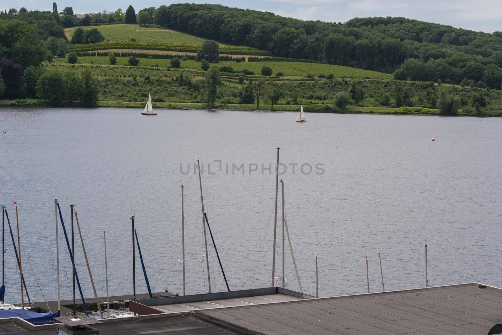 ESSEN  NRW  GERMANY - JUNE 10  2017:.Essen in Germany, panoramic view from Baldeney Lake (Baldeneysee)