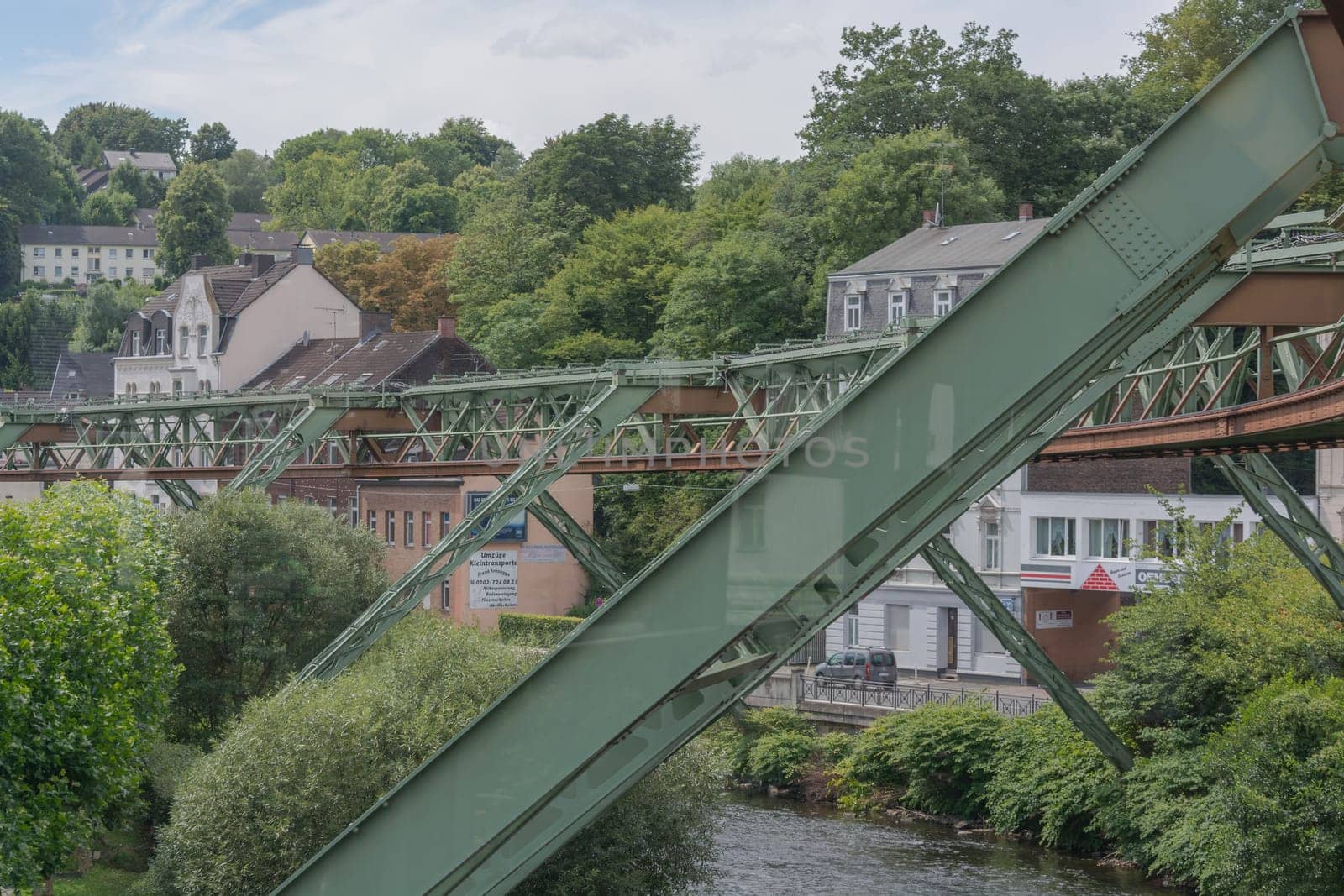 WUPPERTAL  NRW  GERMANY - JULY 31  2017: Suspension railway in the station Wuppertal Vohwinkel.Die Hochbahn is used for public transport.