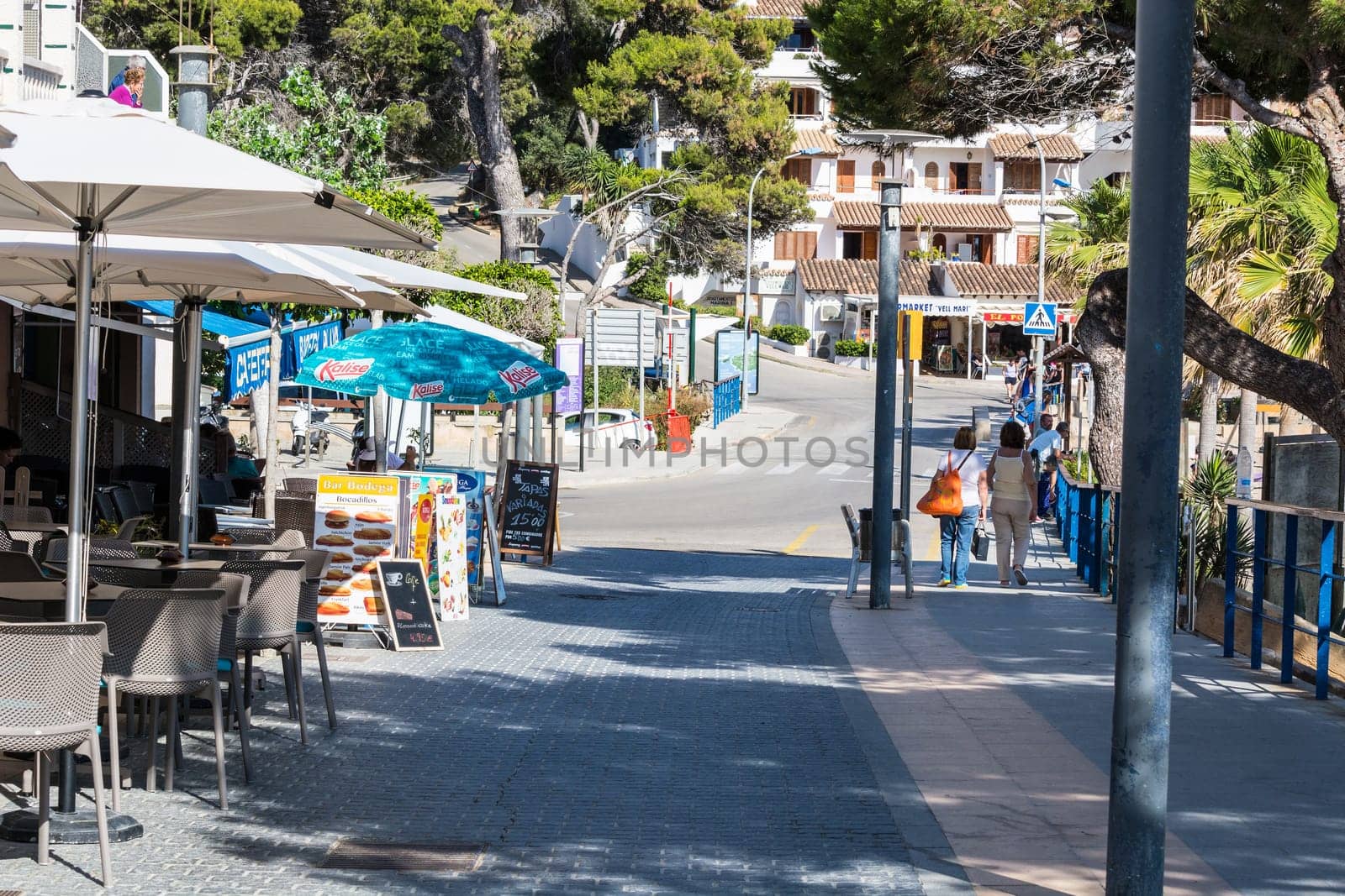 SANT ELM, MALLORCA, SPAIN - JUNE 04, 2016:.Sant Elm City, quaint shopping street in the small town of San Telmo, Mallorca, Spain..