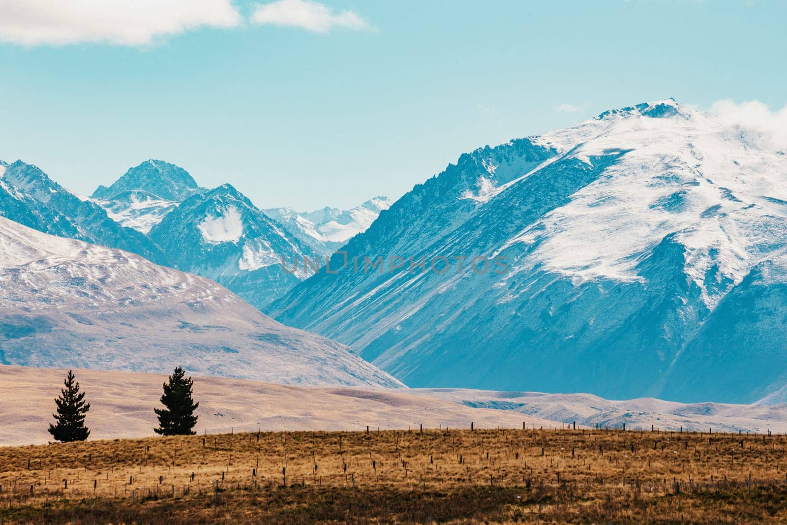 New Zealand scenic mountain landscape shot at Mount Cook National Park daytime