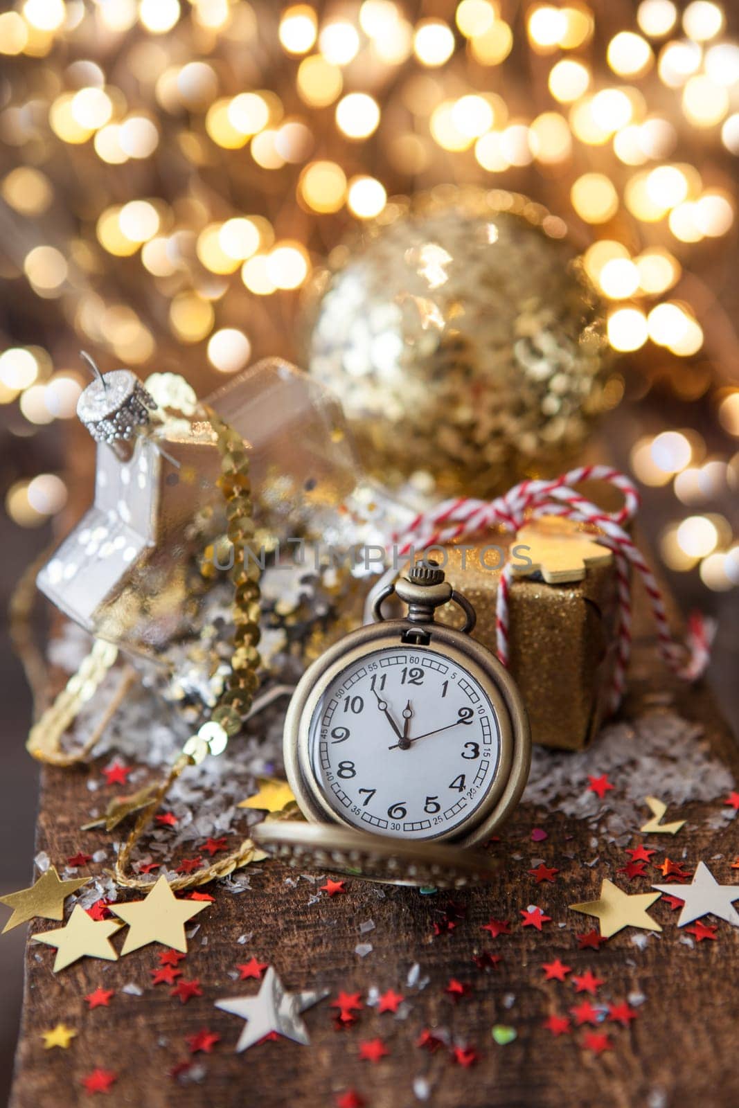 Colorful festive decorations for Christmas and a Happy New Year
