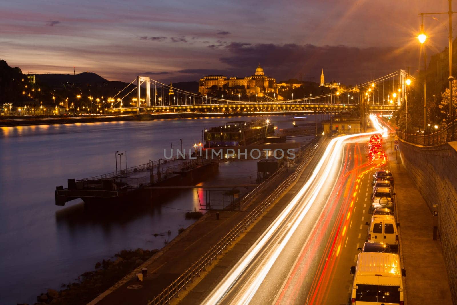 Cityscape of Budapest city in Hungary at dusk.