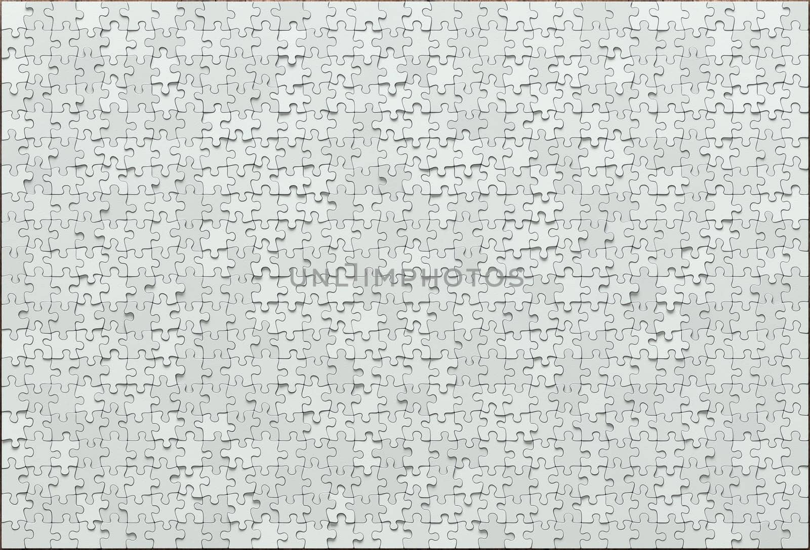 Blank jigsaw puzzle finished. 3D illustration. Concept image of job completed.