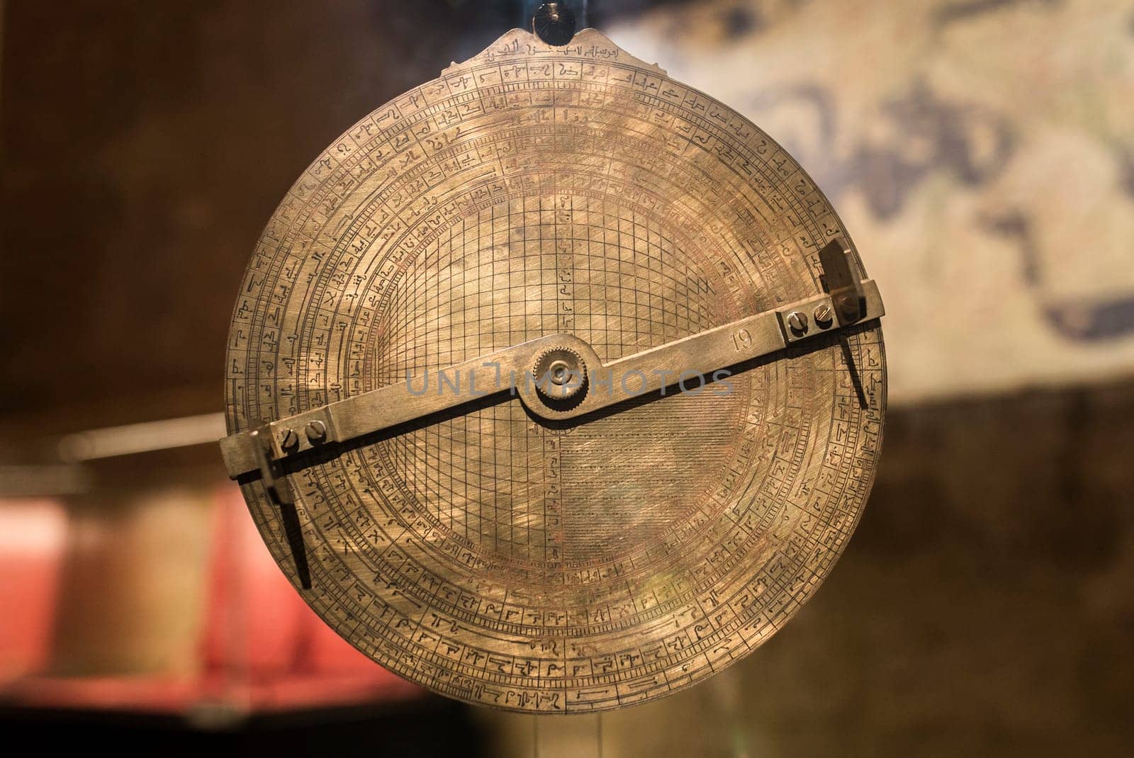 Cordoba, Spain - 2018, Sept 8th: Al-Zarkali Saphaea or Azafea. A perfected kind of astrolabe invented by Ibn Zarqala 11th Century AC