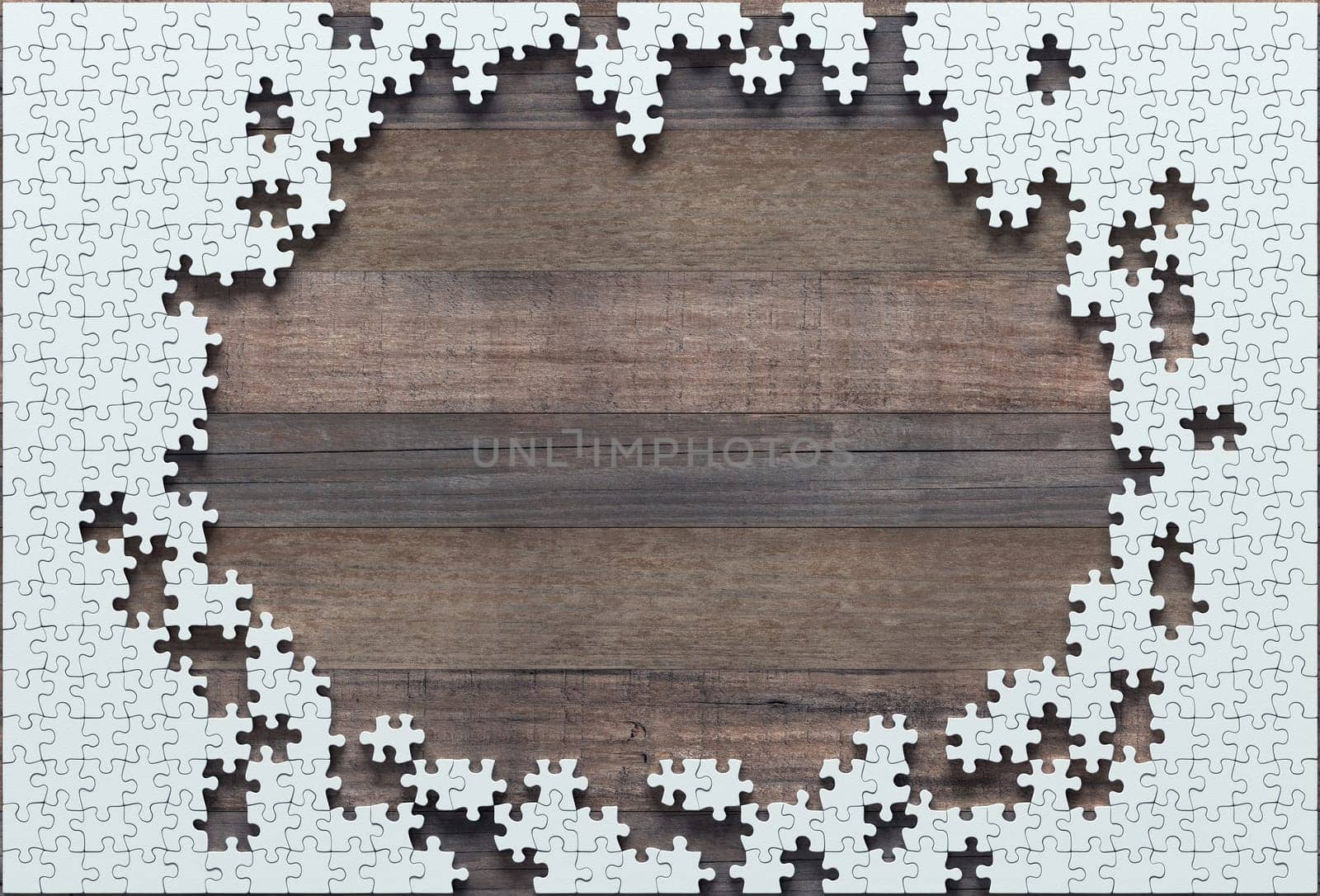 Blank jigsaw puzzle missing half to finish. Concept of work not completed.