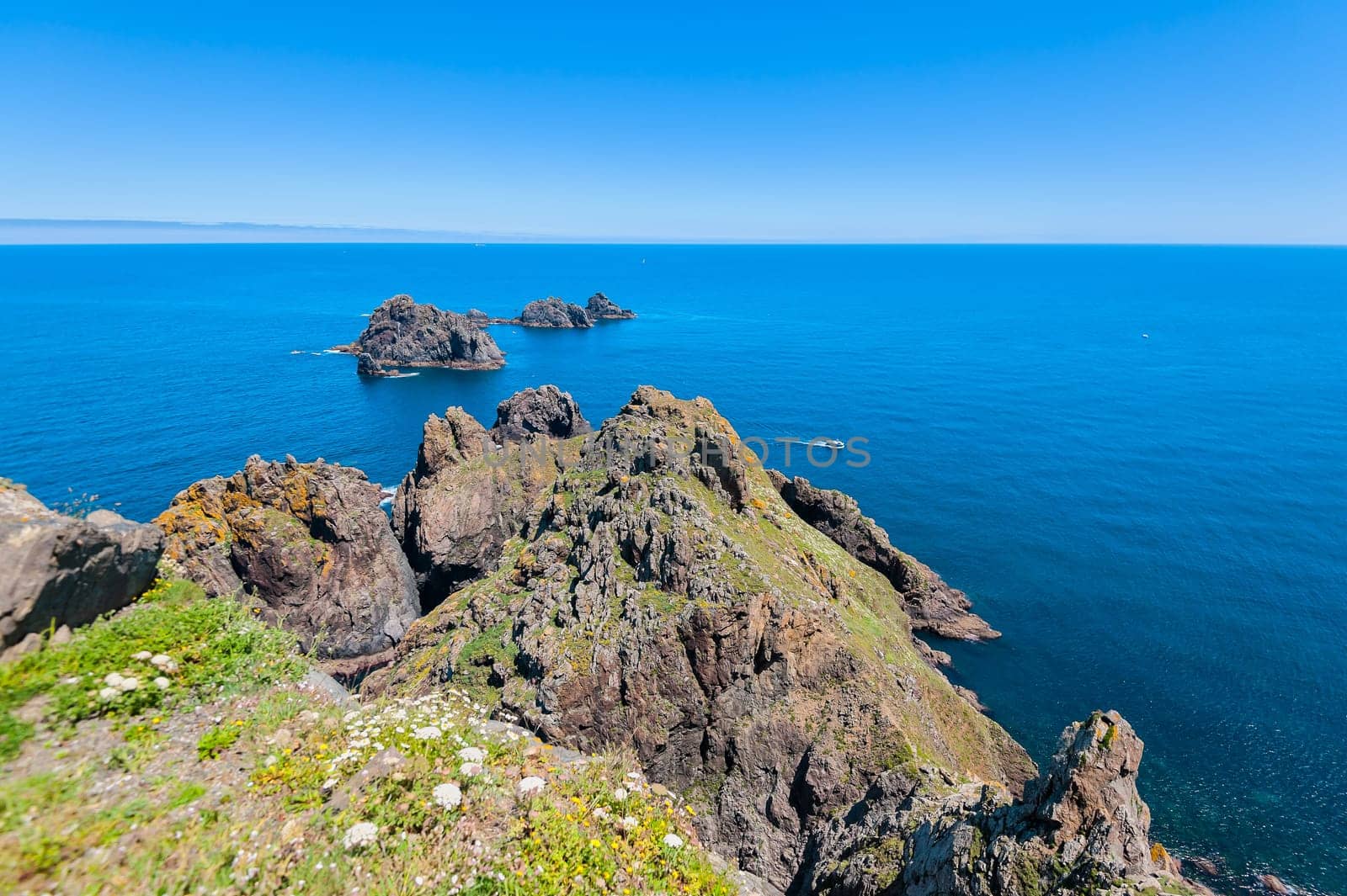 Rocks at Ortegal Cape, Vixia Herbeira Cliffs  Ortigueira  Spain. Seascape.