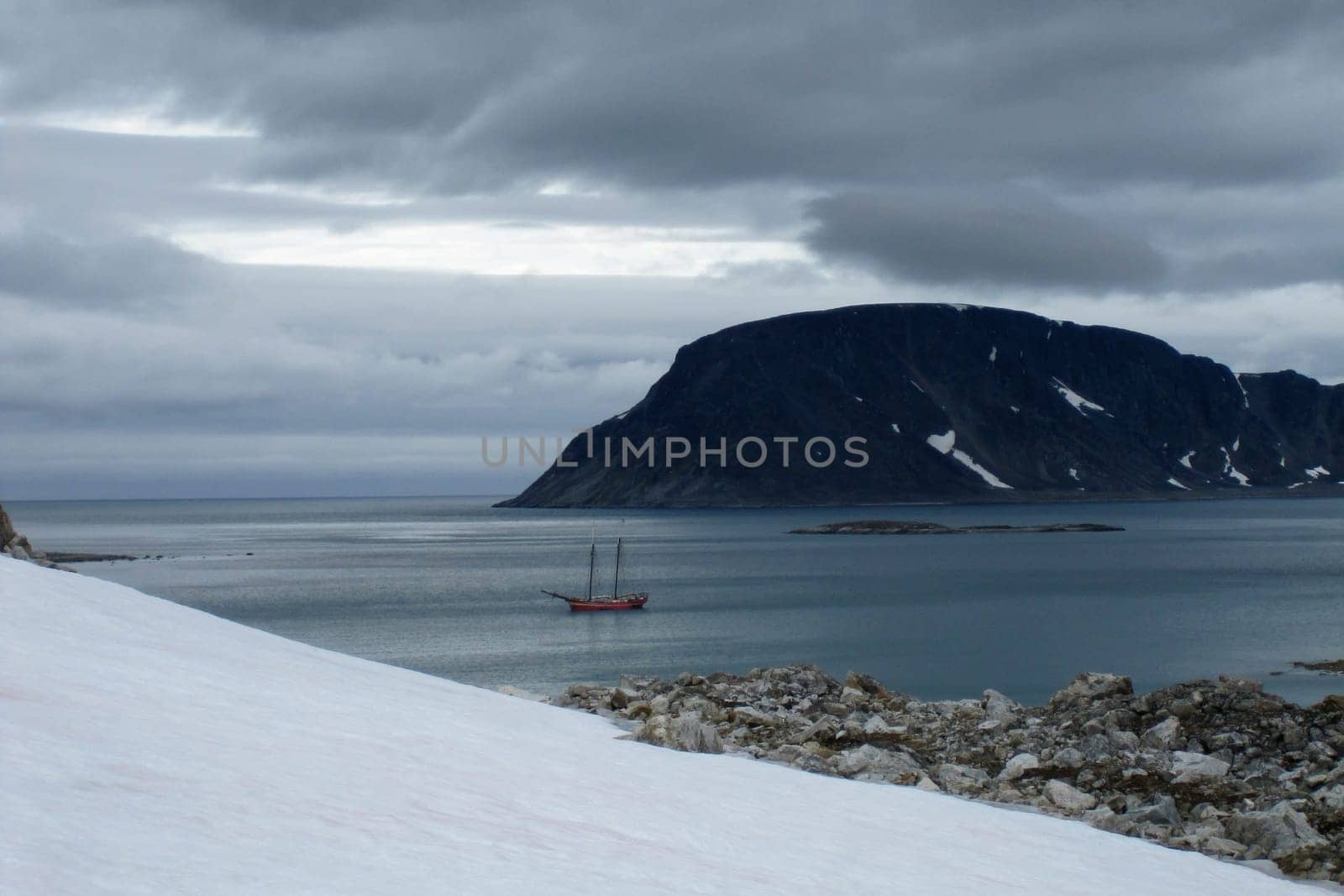 Sailship at Svalbard Coast