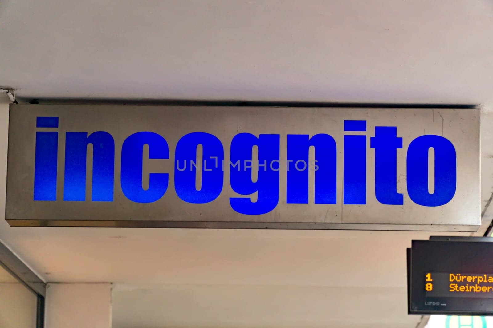 Wiesbaden, Germany - June 03 2018: INCOGNITO logo on a facade. INCOGNITO fashion store in Wiesbaden,Germany.