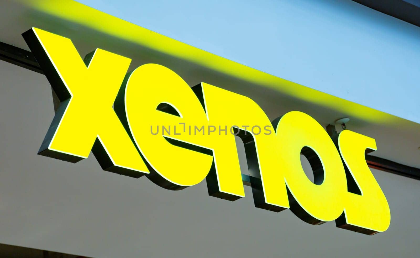WETZLAR, GERMANY August 29 2017: Sign of Xenos chain shop with household items, interior decorations, gifts and furniture.