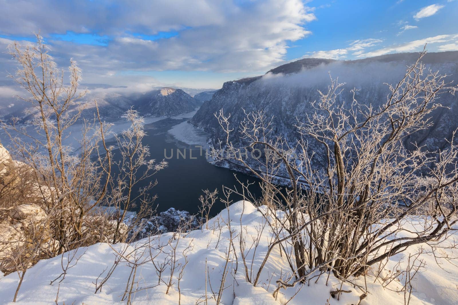 landscape in the Danube Gorges. Cazanele Mari seen from the Romanian side