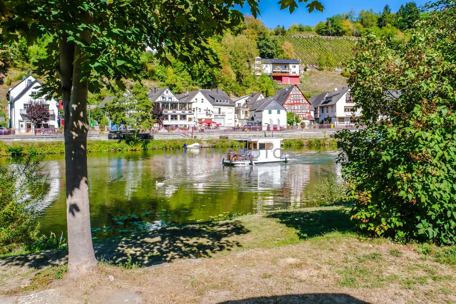Idyllic Lahn River in Summer in Obernhof Germany, Rheinland-Pfalz