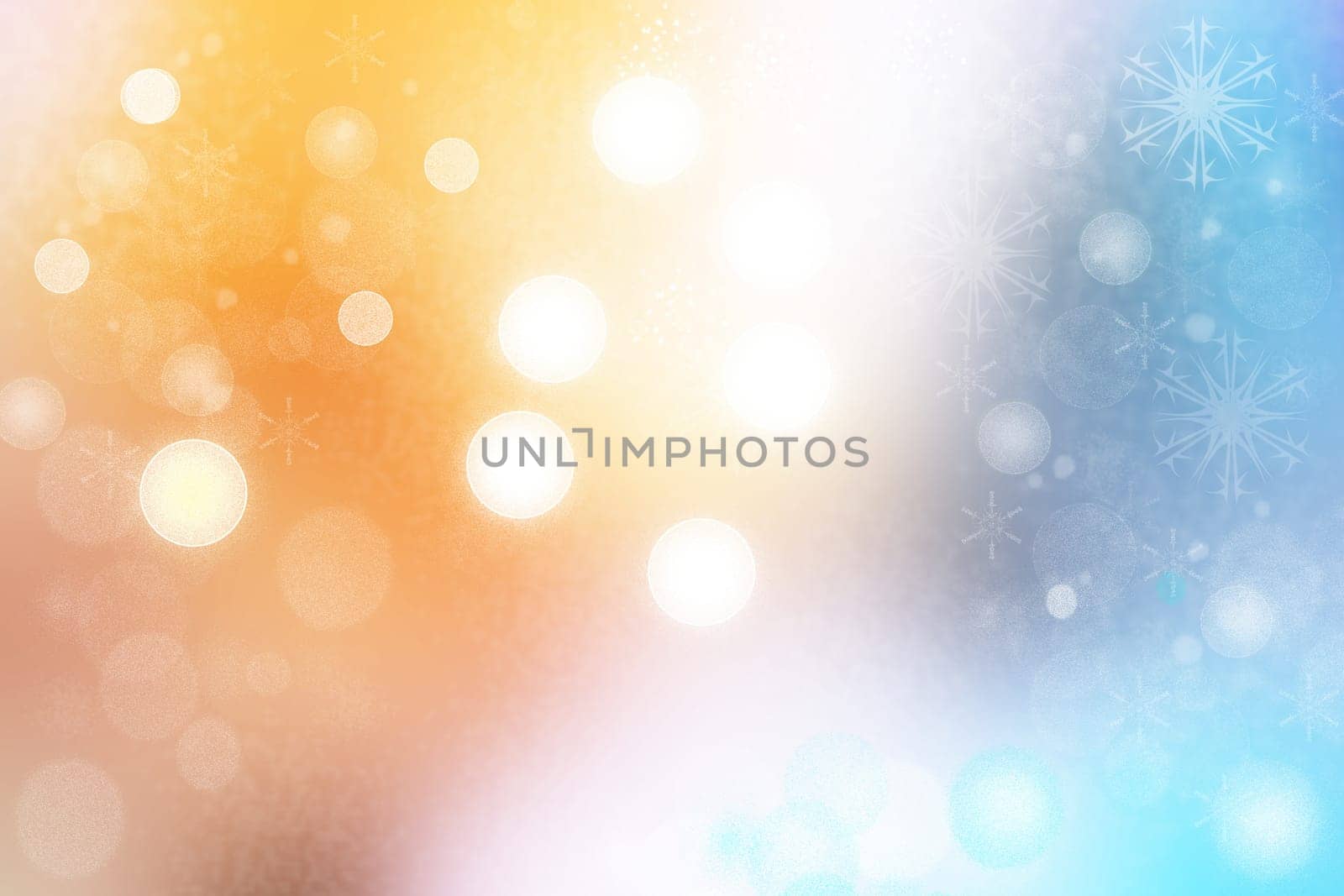 A festive abstract Happy New Year or Christmas background and with white blurred bokeh lights. Space for design. Card concept.