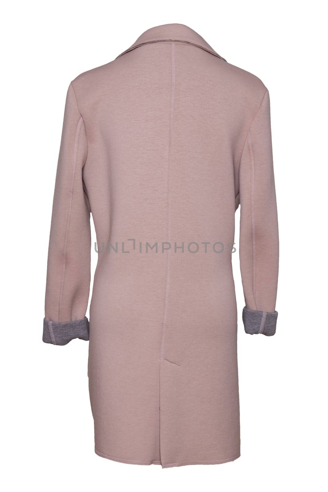 Woman coat isolated. Stylish womens pink coat isolated on a white background. Spring and autumn fashion.