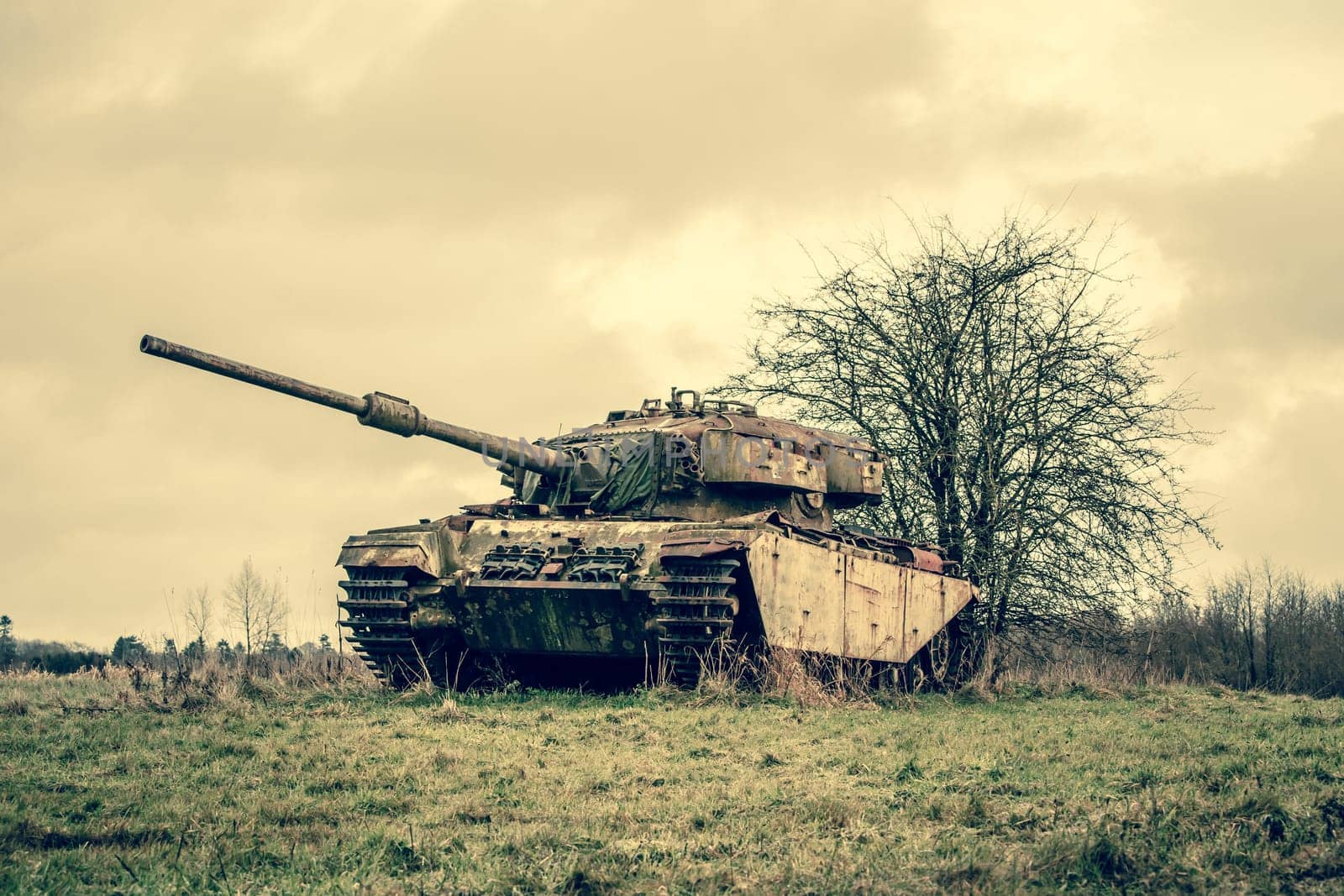 Old tank in autumn nature