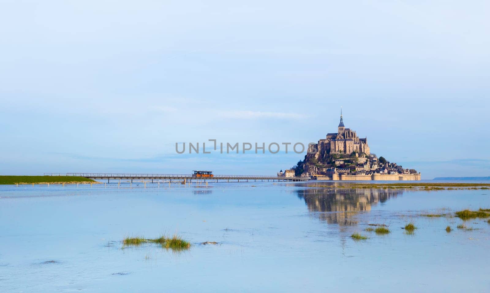 Mont-Saint-Michel in clear morning light, Normandy, France