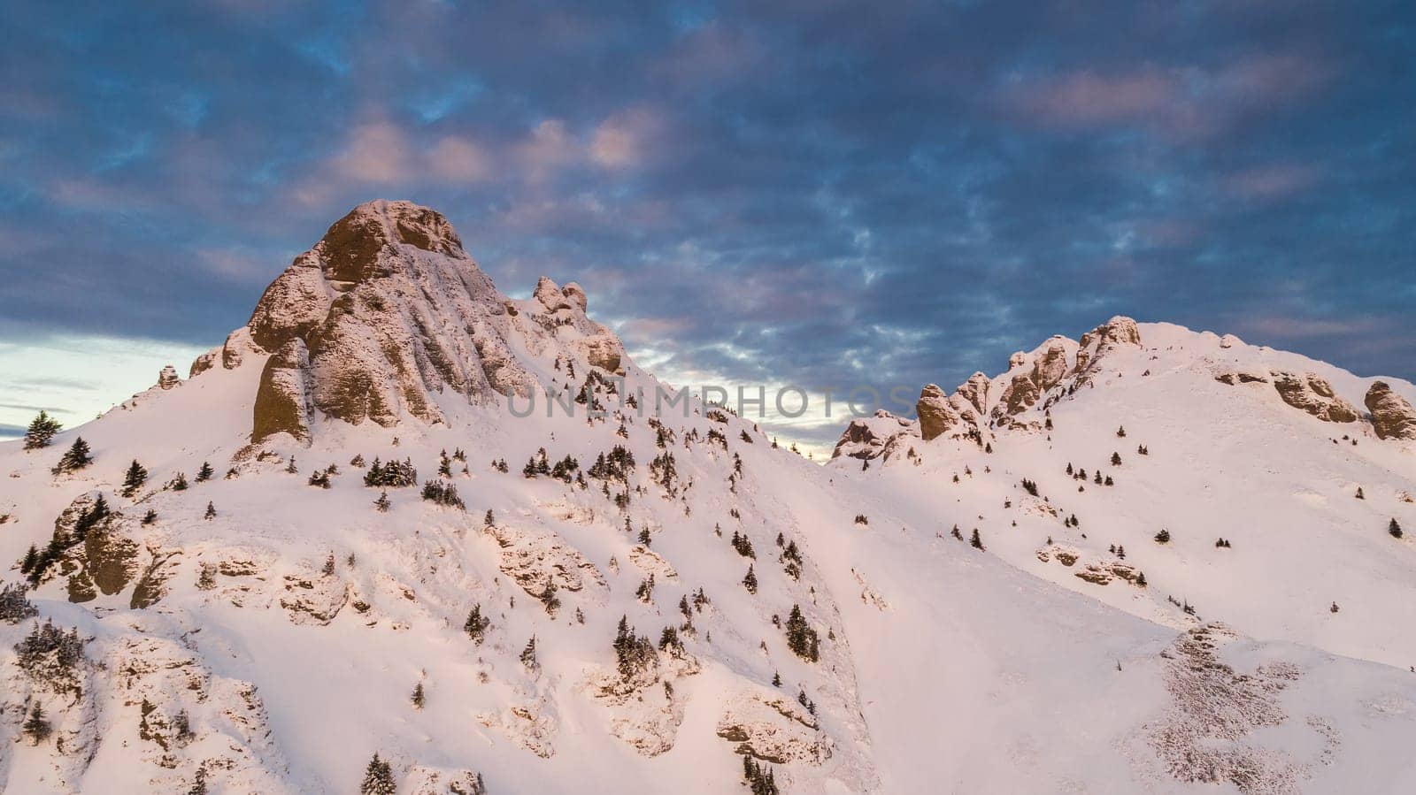 mountain top in winter. Ciucas Mountains Romania.
