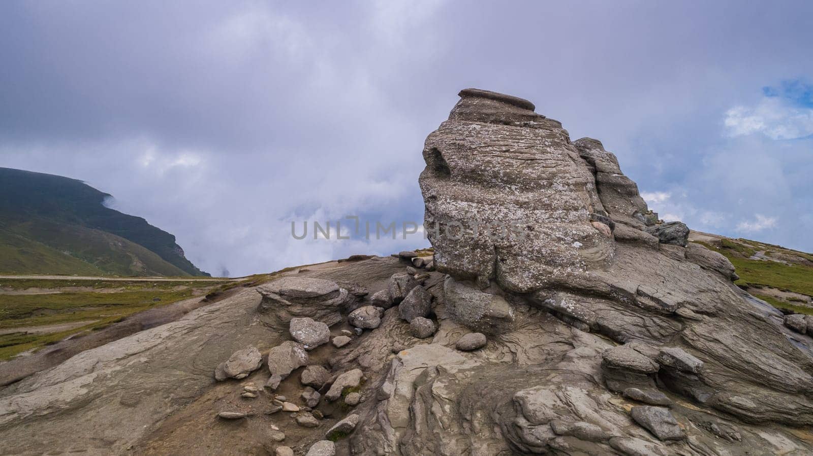 The Sphinx natural rock formation in Bucegi Mountains, Romania