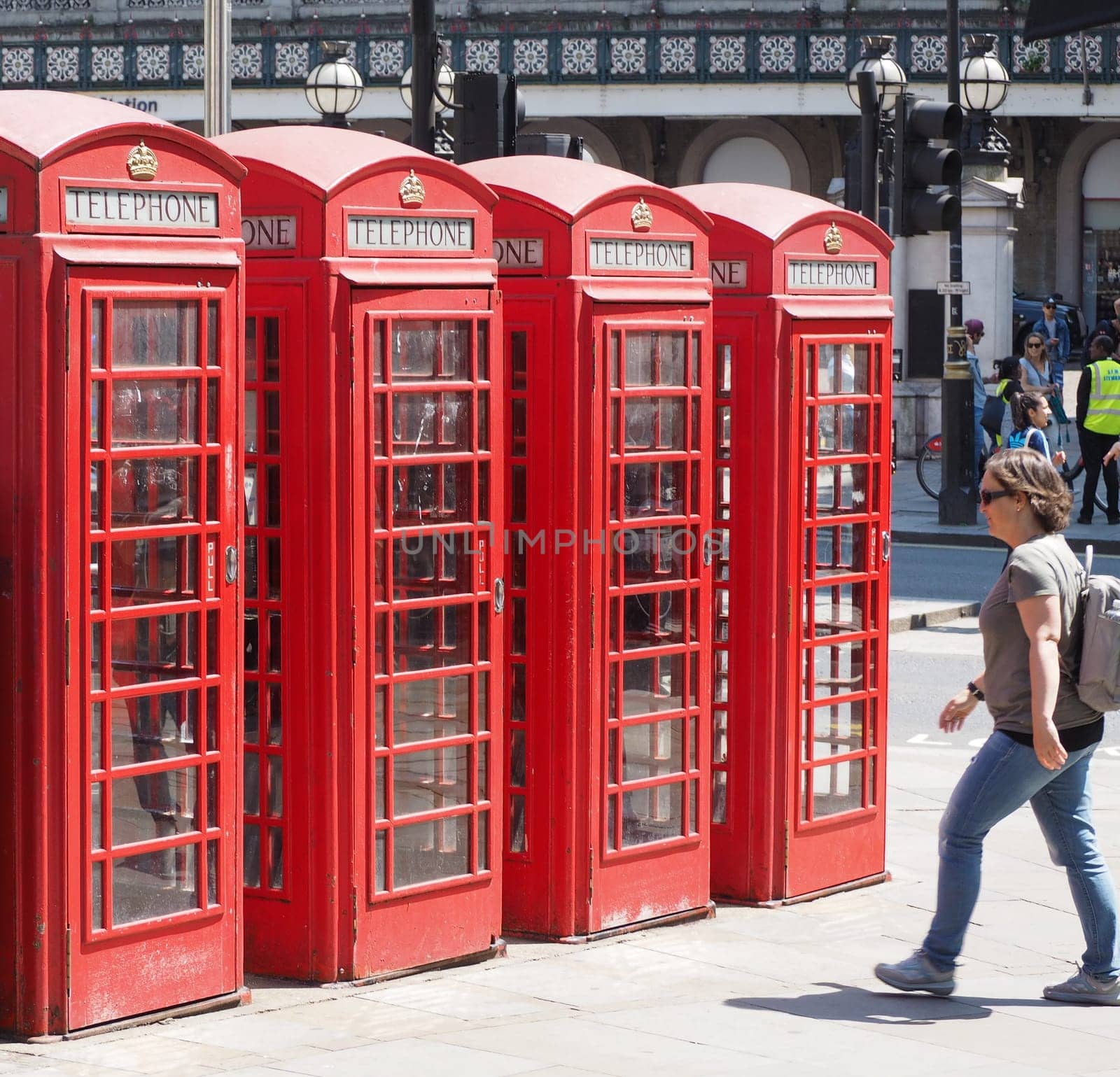 LONDON, UK - CIRCA JUNE 2018: Traditional red telephone box