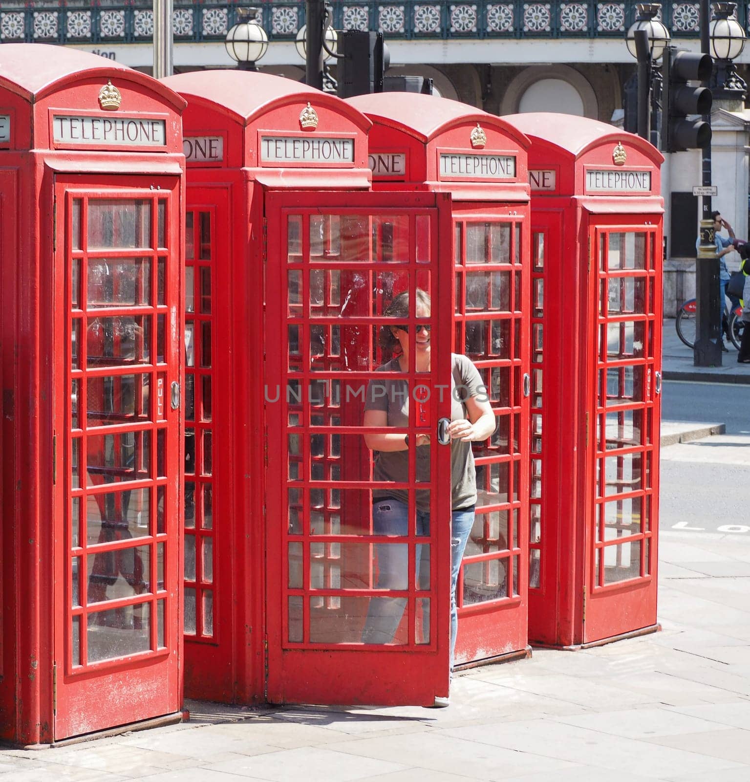 LONDON, UK - CIRCA JUNE 2018: Traditional red telephone box