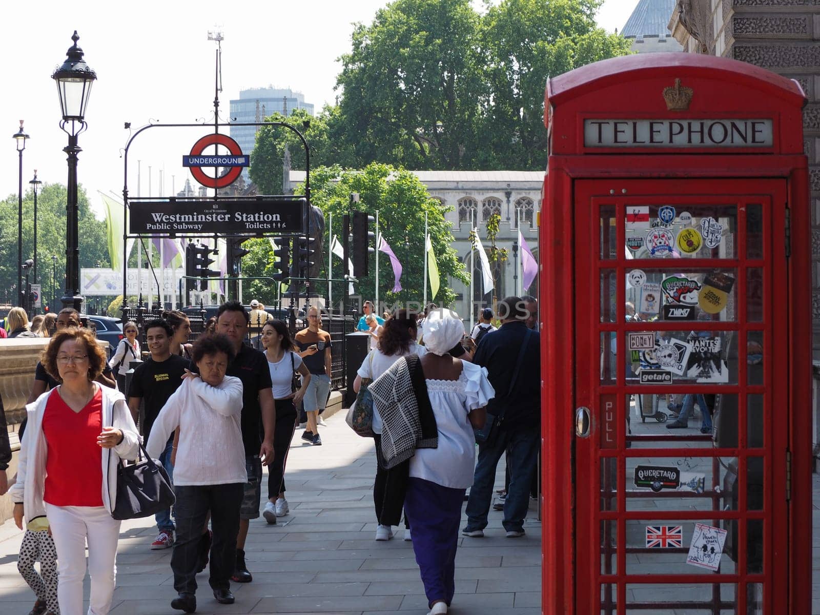 LONDON, UK - CIRCA JUNE 2018: Traditional red telephone box