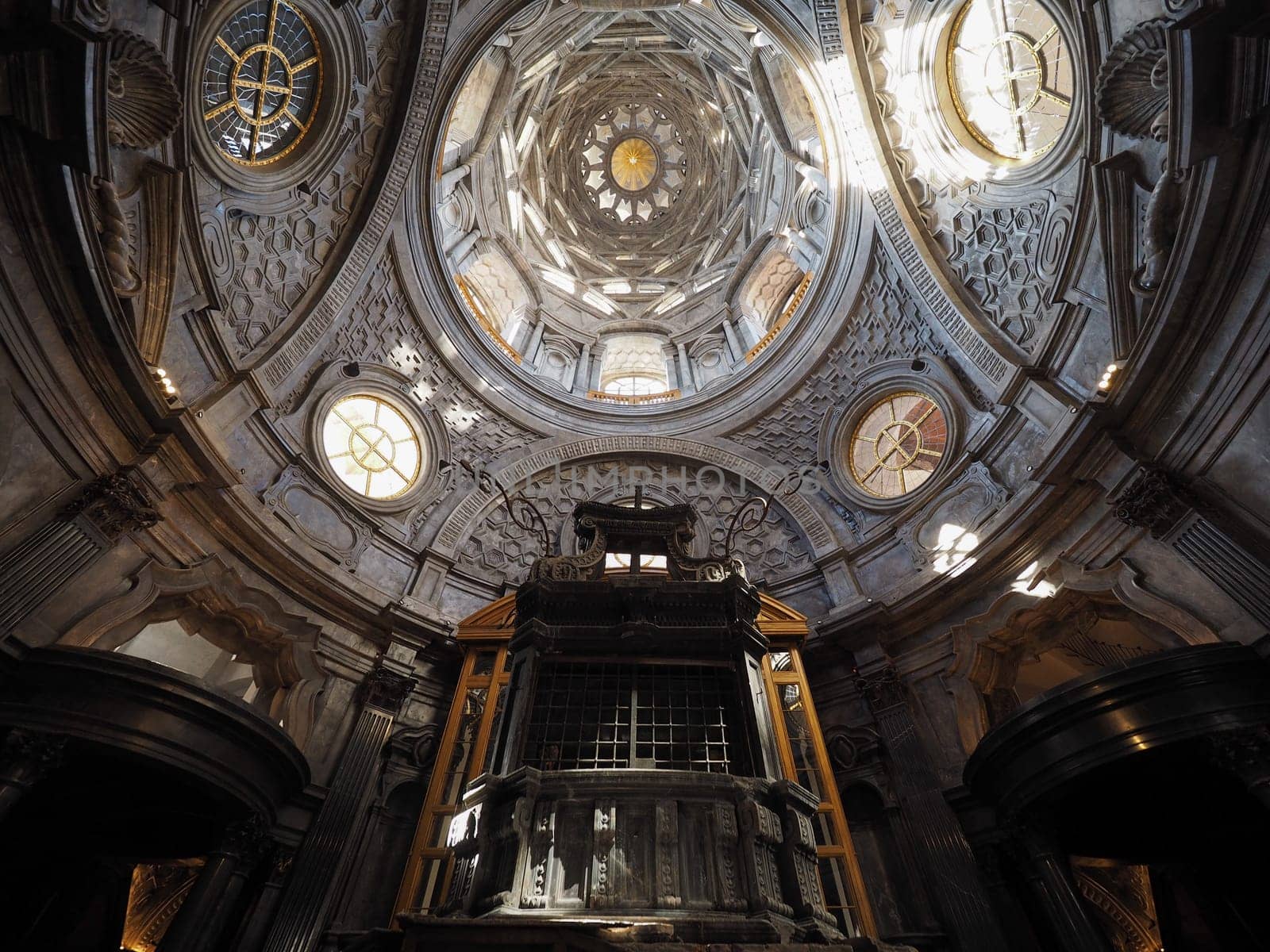 TURIN, ITALY - CIRCA OCTOBER 2018: Cupola cappella della Sindone meaning Holy Shroud chapel dome at Turin Cathedral