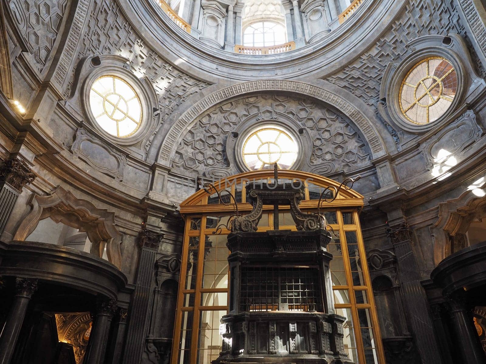 TURIN, ITALY - CIRCA OCTOBER 2018: Cupola cappella della Sindone meaning Holy Shroud chapel dome at Turin Cathedral