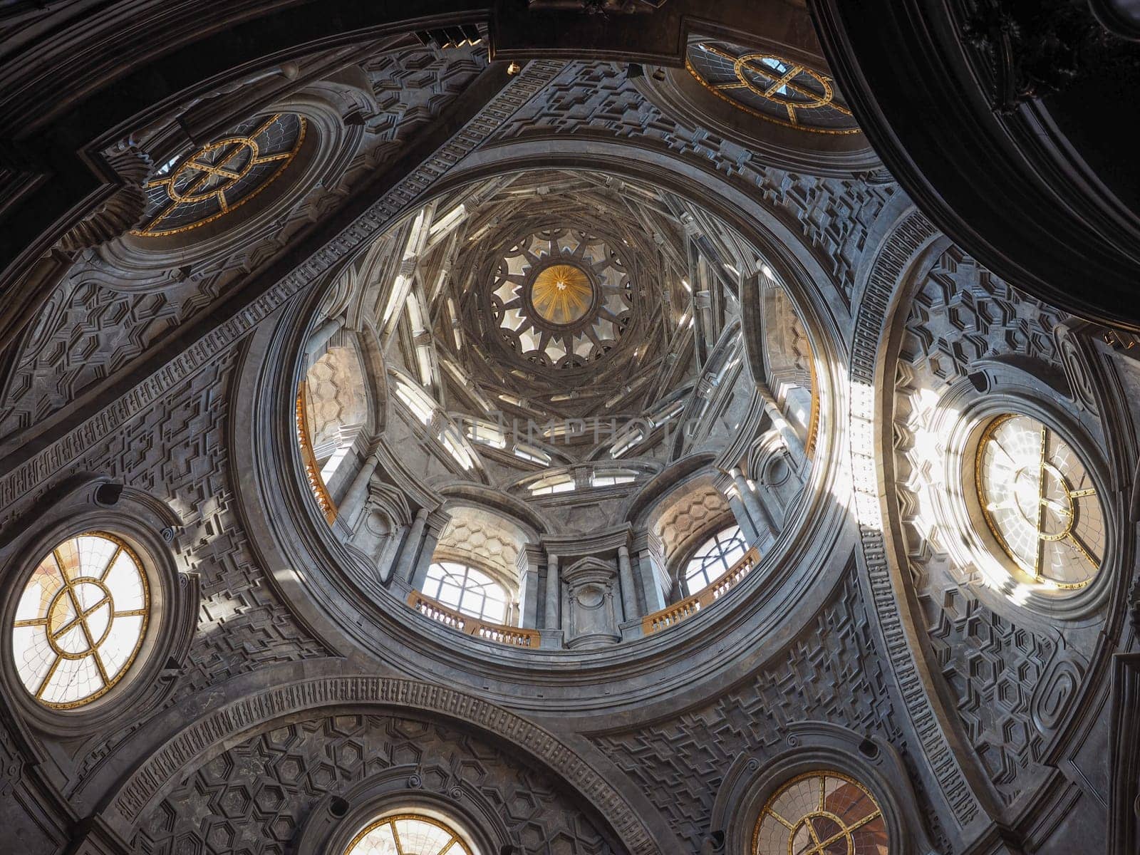 TURIN, ITALY - CIRCA OCTOBER 2018: Cupola cappella della Sindone meaning Holy Shroud chapel dome at Turin Cathedral