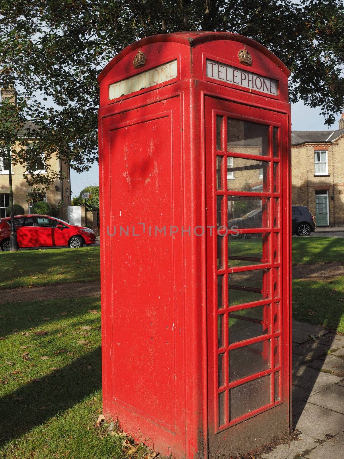 ELY, UK - CIRCA OCTOBER 2018: Traditional red telephone box
