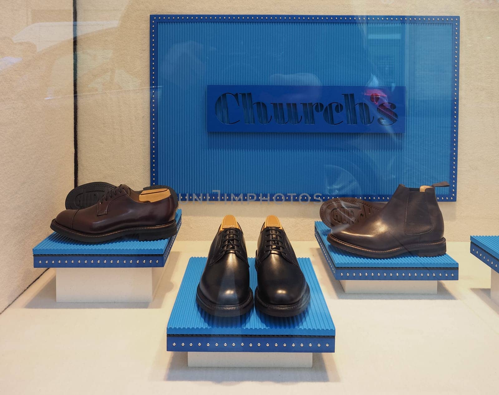 TURIN, ITALY - CIRCA OCTOBER 2018: Church's shoes shop window