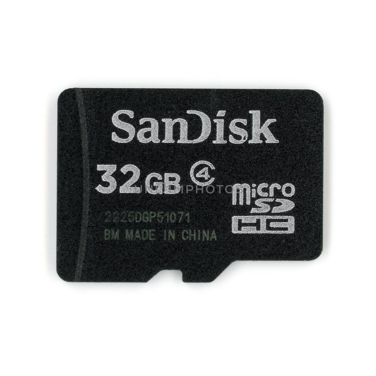 SAN FRANCISCO, USA - CIRCA SEPTEMBER 2018: SanDisk 32 GB secure digital micro SD memory card for digital camera