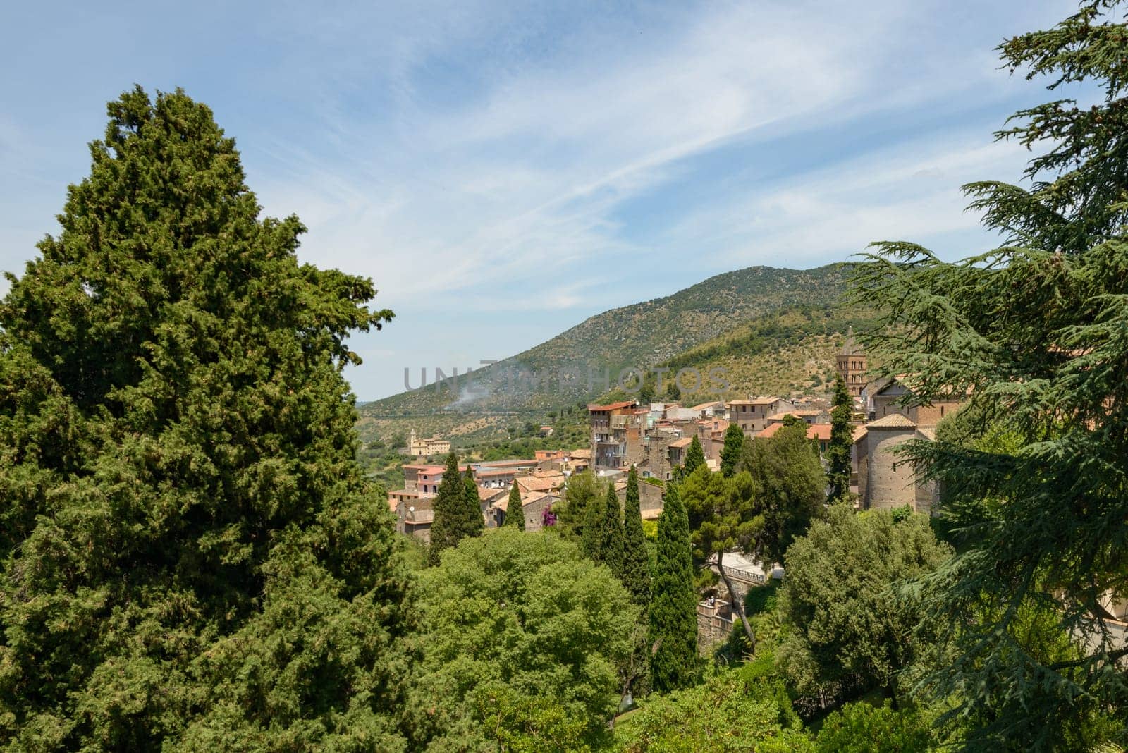 Wonderful landscape in Tivoli, Italy, with a nice blue sky