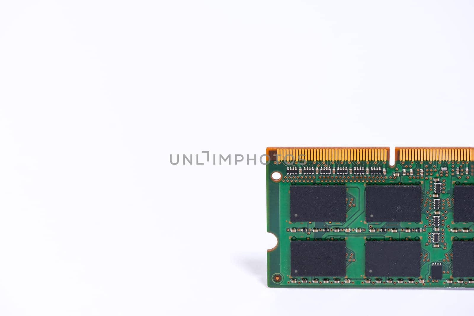 Chip of memory RAM on  a white background