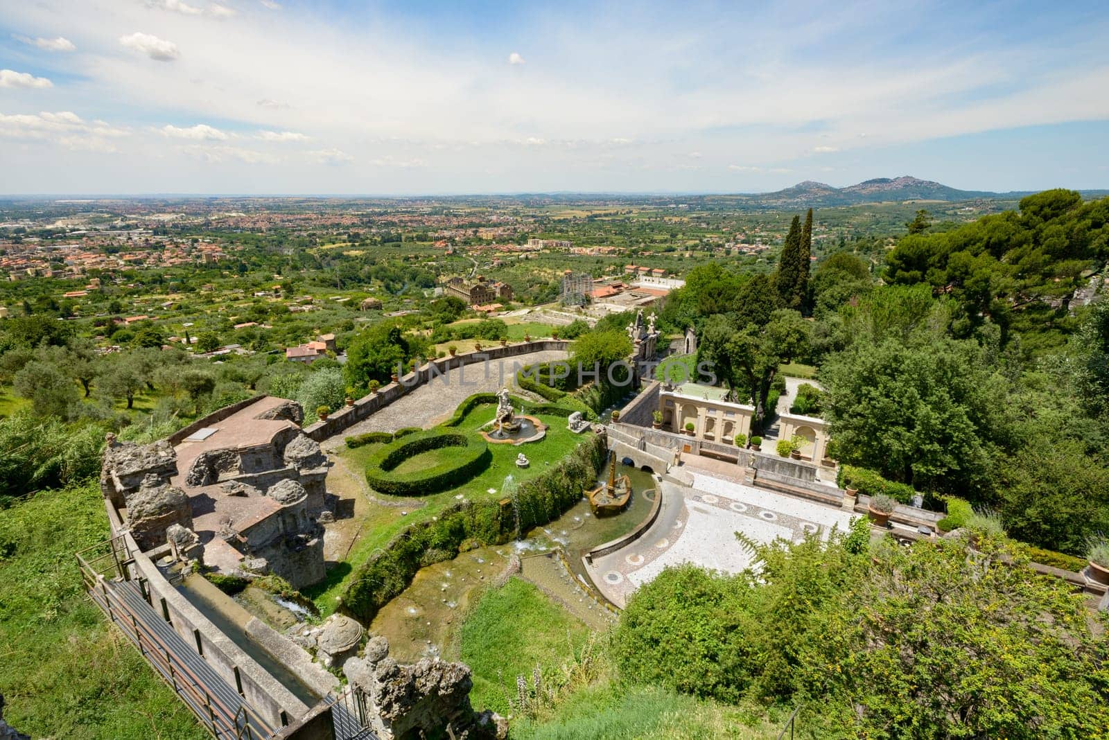 Wonderful landscape in Tivoli, Italy, with a nice blue sky