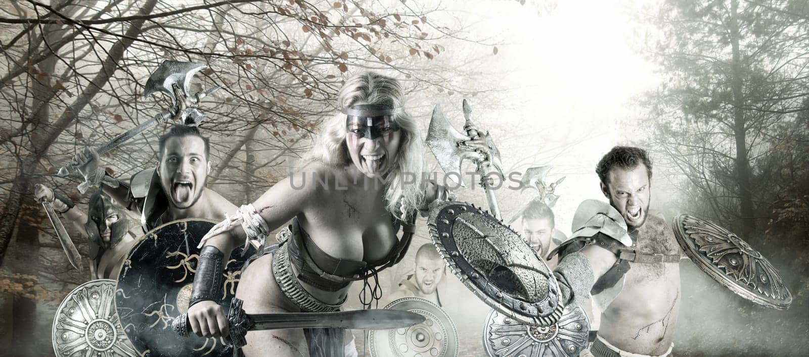Group of warriors or Gladiators going to battle
