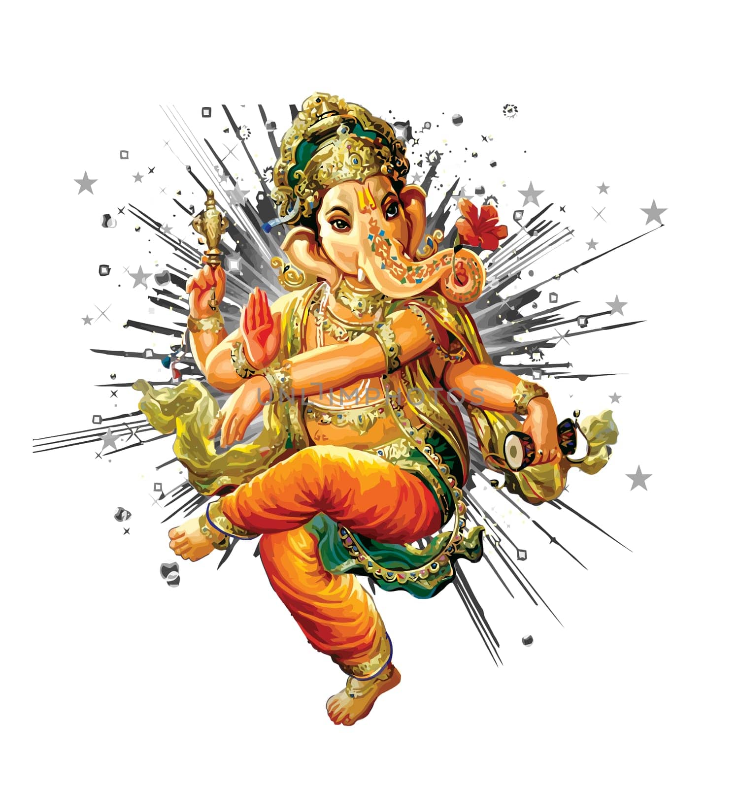 Ganesha hindu elephant lord faith mythology bless god illustration Asia