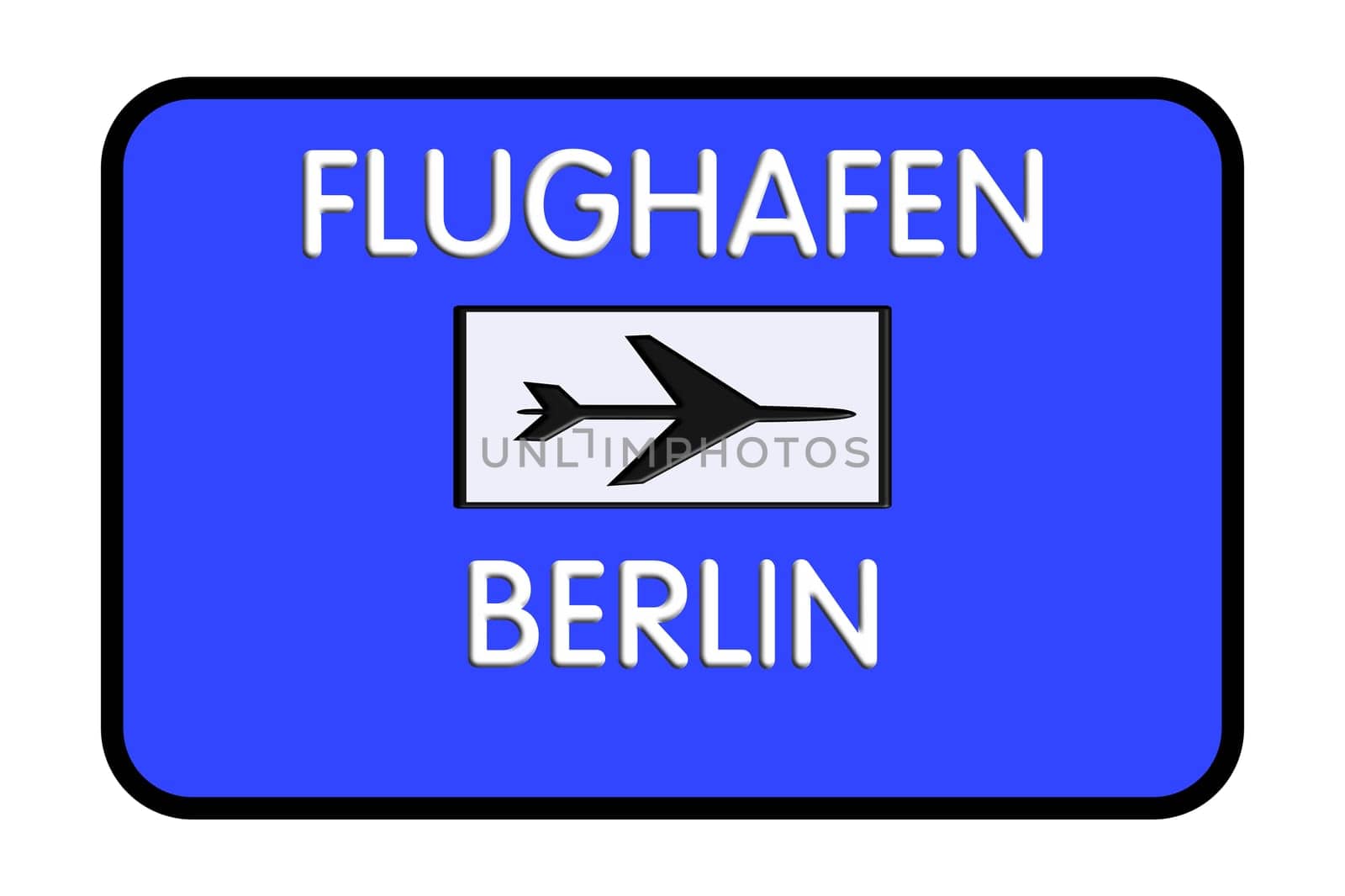 Berlin Germany Airport Highway Road Sign 3D Illustration
